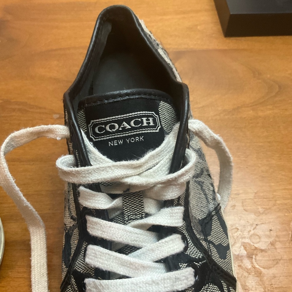 Coach Kameron Signature Canvas Sneakers Sequin Accent Chic Designer Casual - Picture 2 of 8